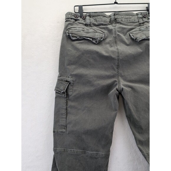 American Eagle Flex Cargo Pants Mens 32x34 Green Slim Straight With Ankle Ties - Picture 15 of 16
